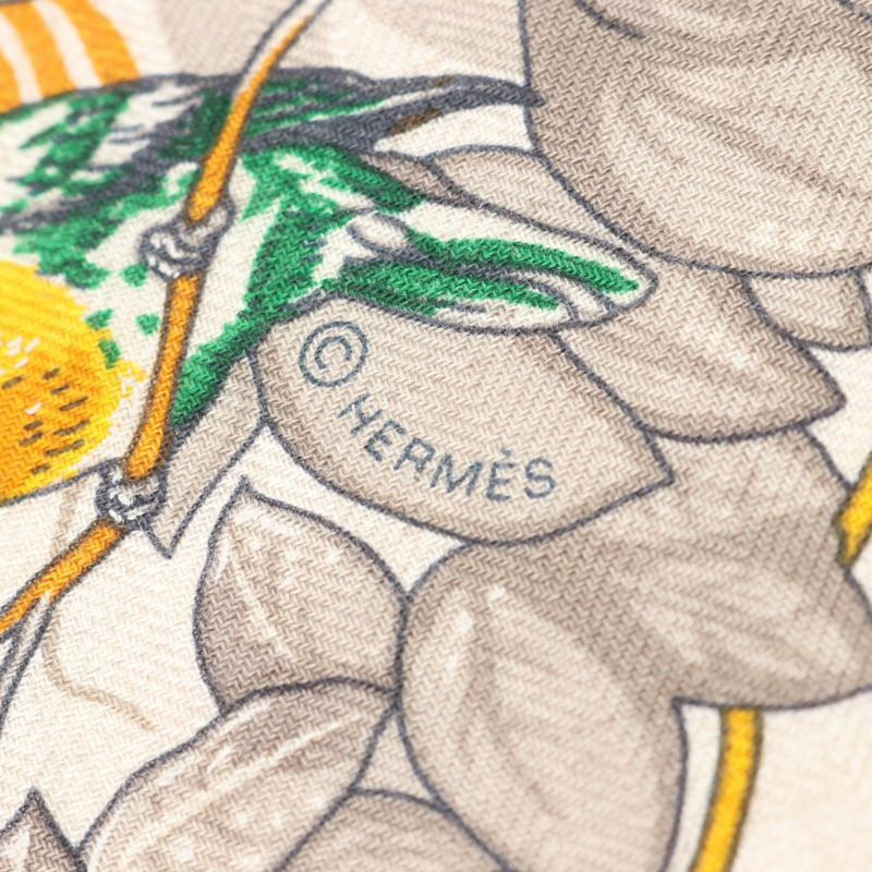 愛馬仕三角 Jean Jungle Love 絲巾披肩圍巾披肩真絲羊絨棕色二手-2