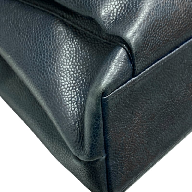 CHANEL 香奈兒 金球托特包 荔枝牛皮 深藍色 金釦-7