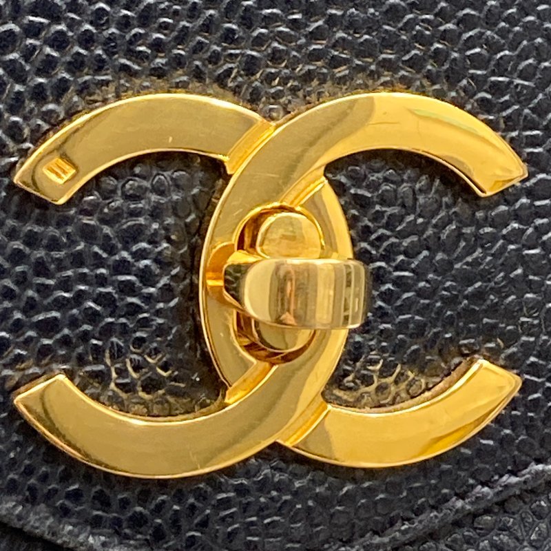 CHANEL 香奈兒 金球托特包 荔枝牛皮 深藍色 金釦-13
