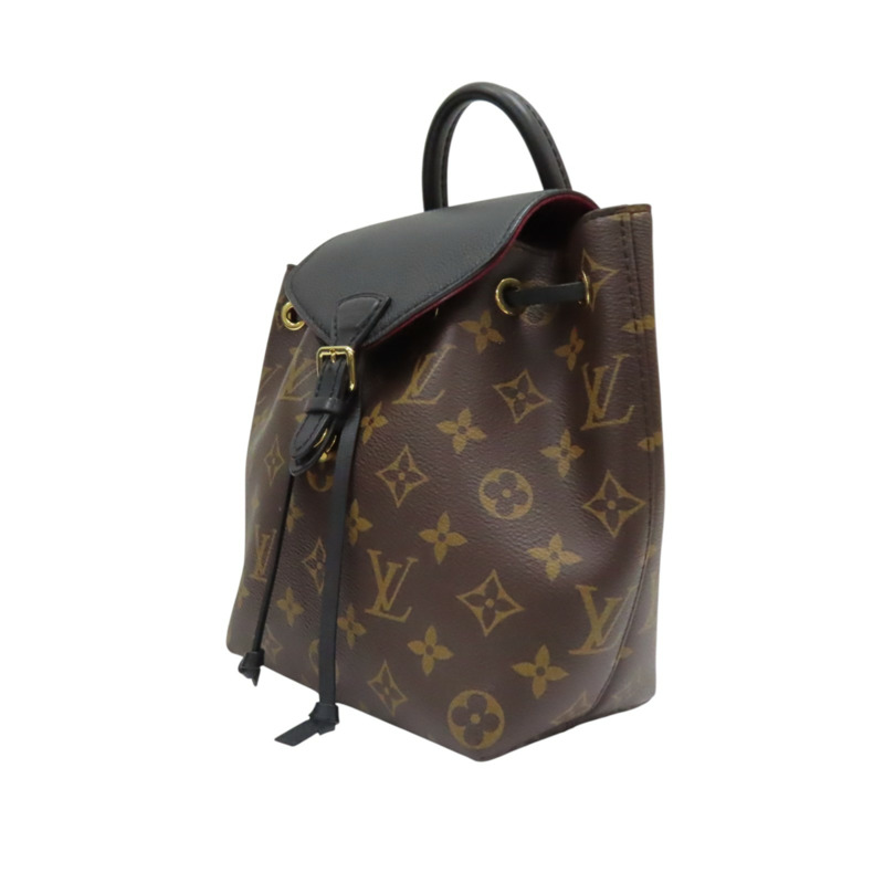 棕色 原花帆布 黑色牛皮 Montsouris BB 後背包【LOUIS VUITTON LV 路易威登】 M45516-2