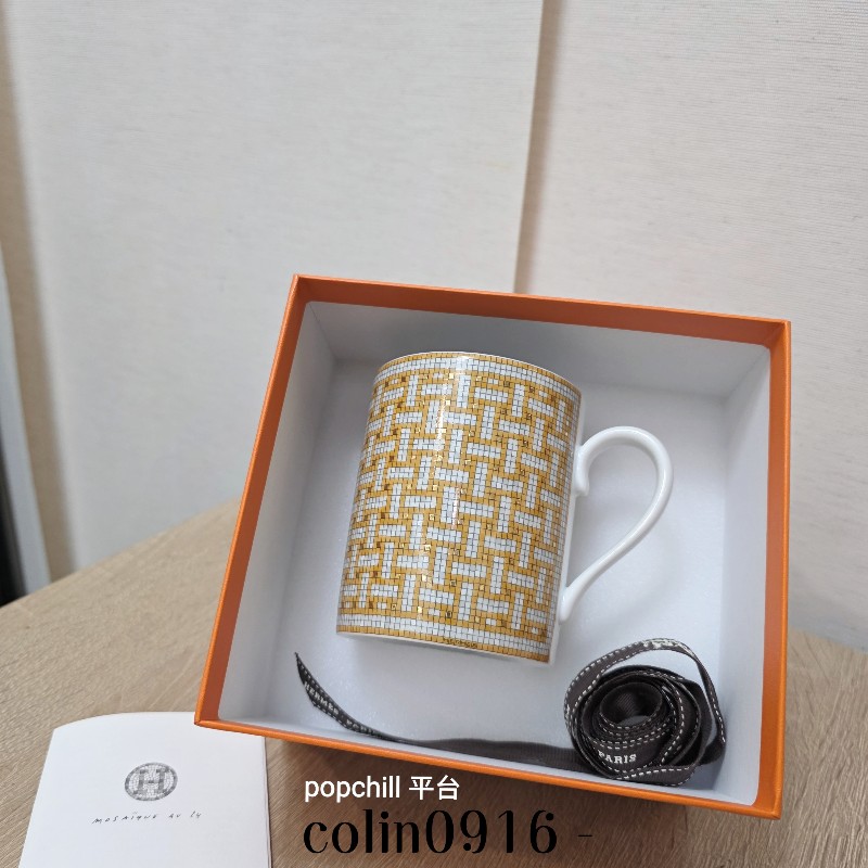 [ 精美品項🥰 ] Hermes 橘白馬賽克Mosaique陶瓷馬克杯-0