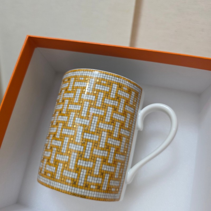 [ 精美品項🥰 ] Hermes 橘白馬賽克Mosaique陶瓷馬克杯-1