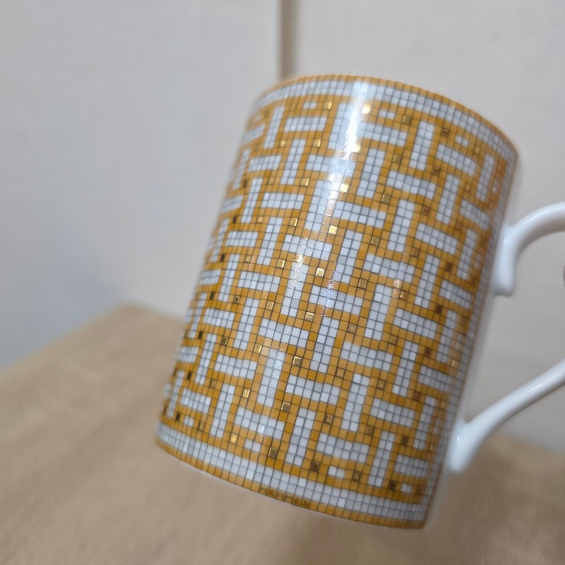 [ 精美品項🥰 ] Hermes 橘白馬賽克Mosaique陶瓷馬克杯-5