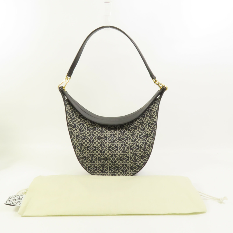 LOEWE 帆布Luna Bag金扣肩背袋-9