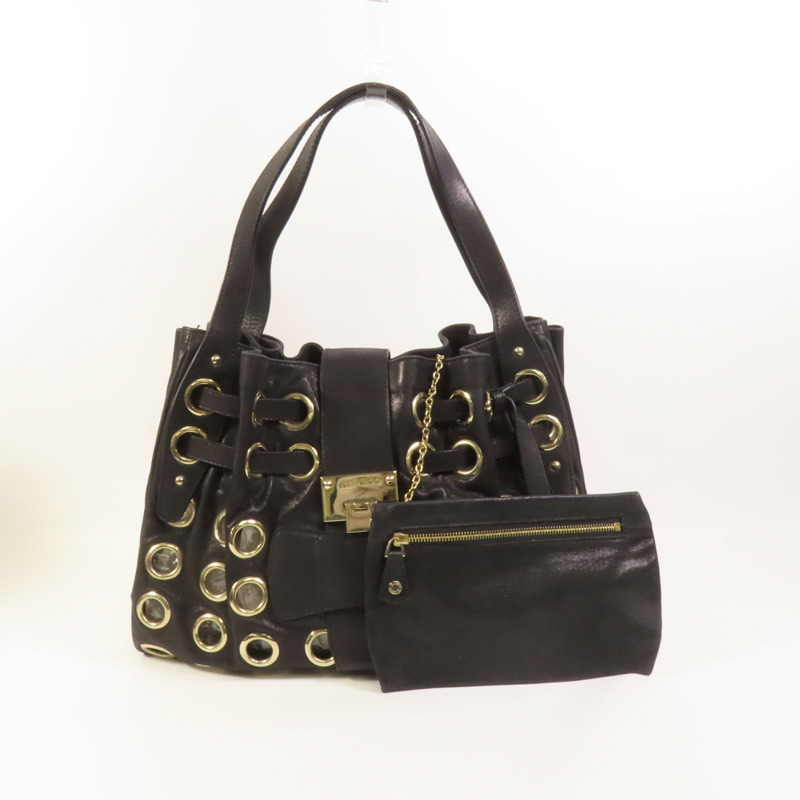 JIMMY CHOO 皮革Ramona Bag金扣肩背袋-10