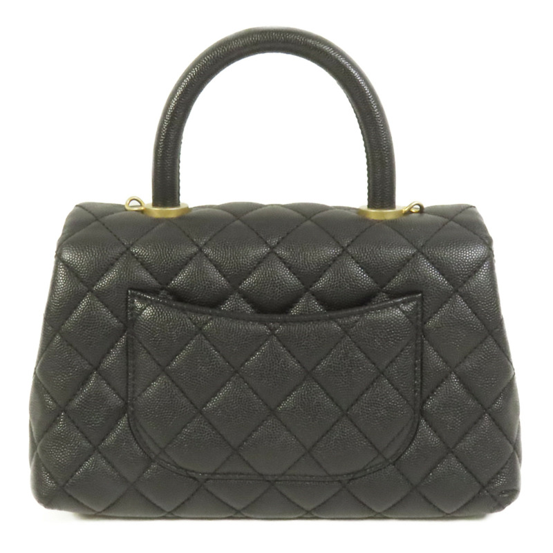 CHANEL 牛皮皮革Coco Handle Small金扣鏈帶手挽肩背兩用袋-1