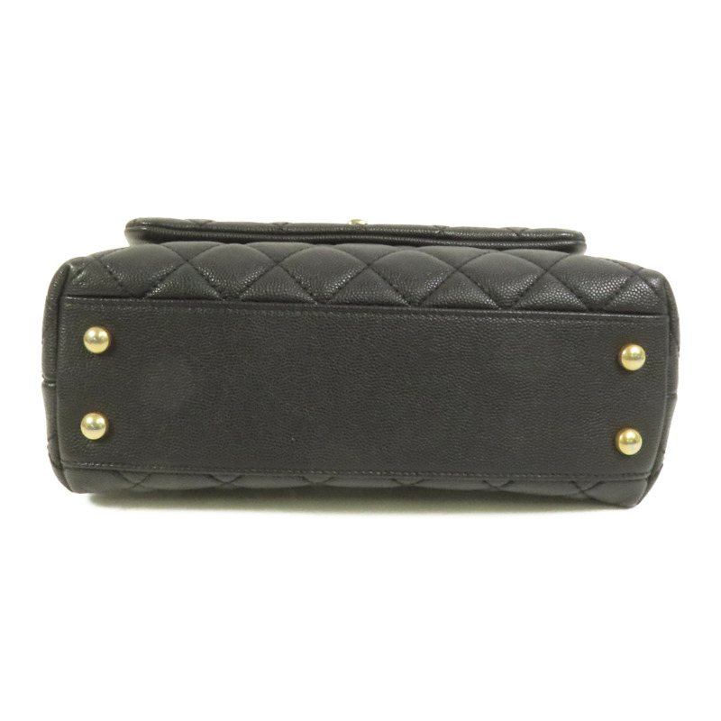 CHANEL 牛皮皮革Coco Handle Small金扣鏈帶手挽肩背兩用袋-3