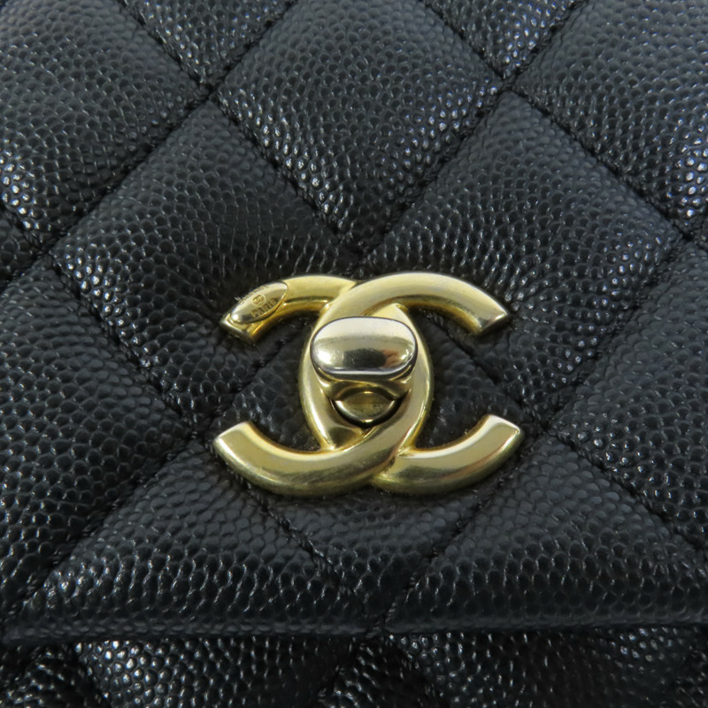 CHANEL 牛皮皮革Coco Handle Small金扣鏈帶手挽肩背兩用袋-5