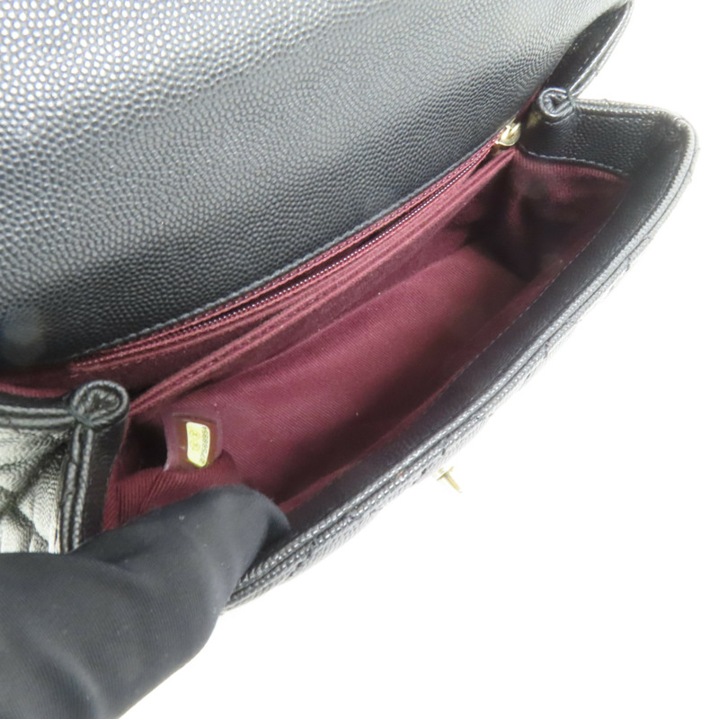 CHANEL 牛皮皮革Coco Handle Small金扣鏈帶手挽肩背兩用袋-6