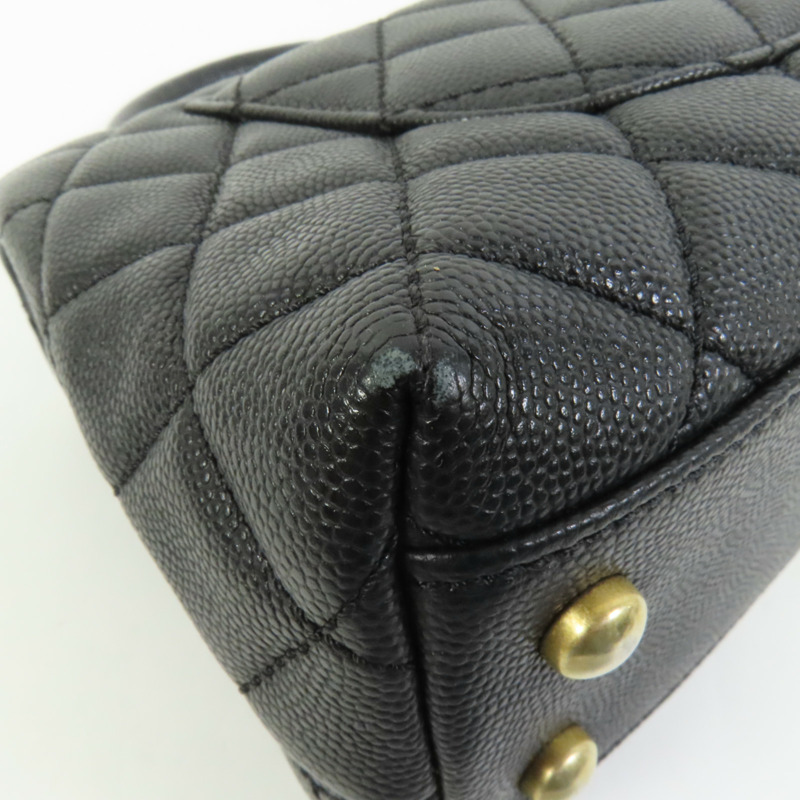 CHANEL 牛皮皮革Coco Handle Small金扣鏈帶手挽肩背兩用袋-11