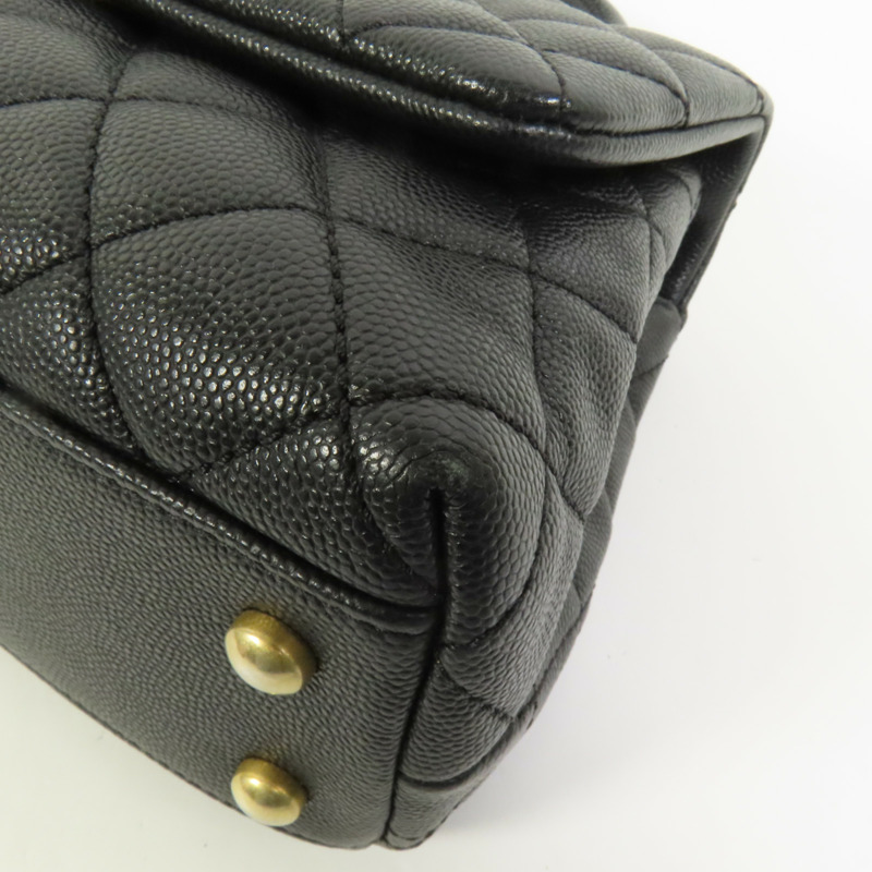 CHANEL 牛皮皮革Coco Handle Small金扣鏈帶手挽肩背兩用袋-12