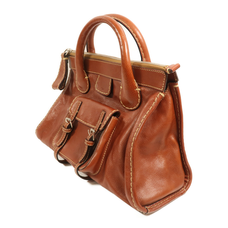 Chloe 牛皮皮革Hand Bag銀扣手挽袋-2