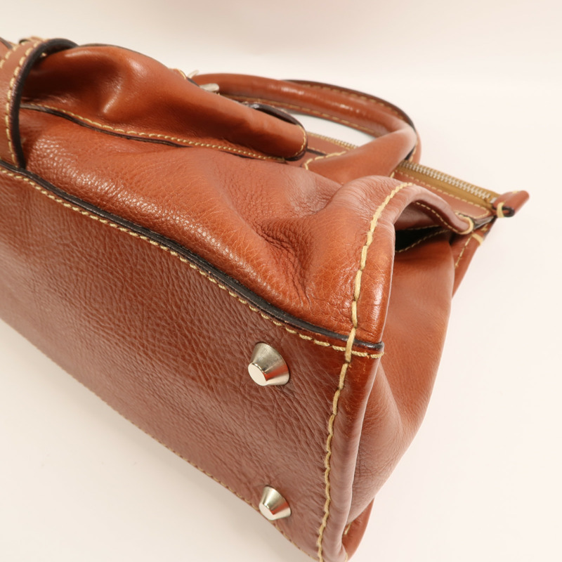 Chloe 牛皮皮革Hand Bag銀扣手挽袋-7