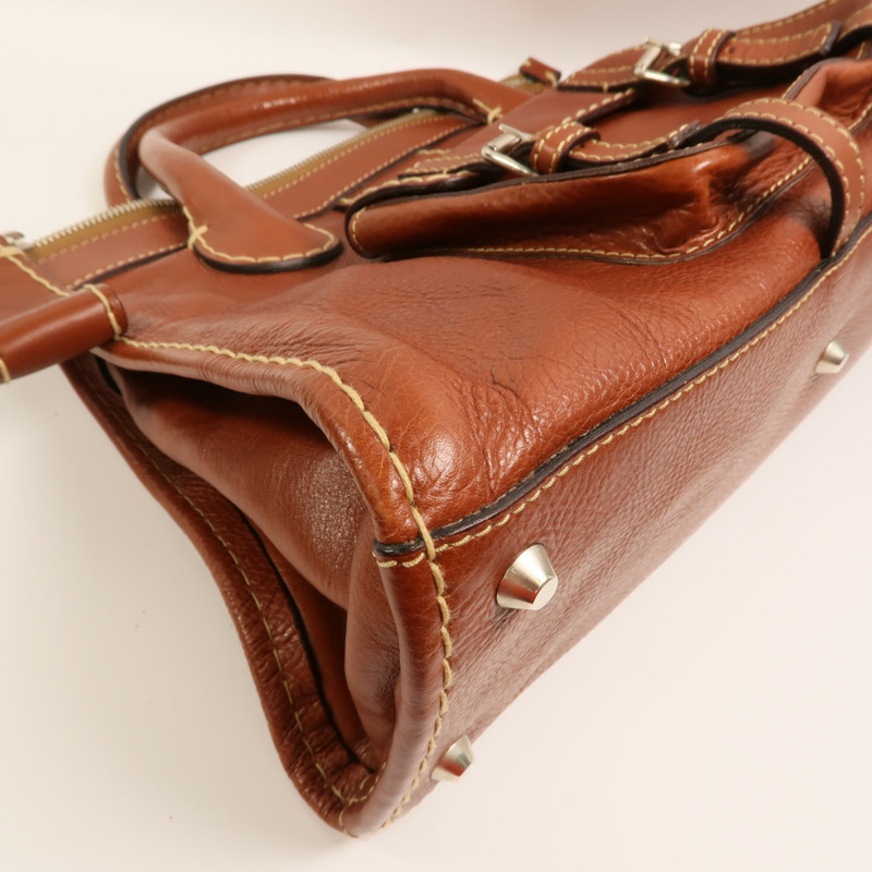 Chloe 牛皮皮革Hand Bag銀扣手挽袋-10