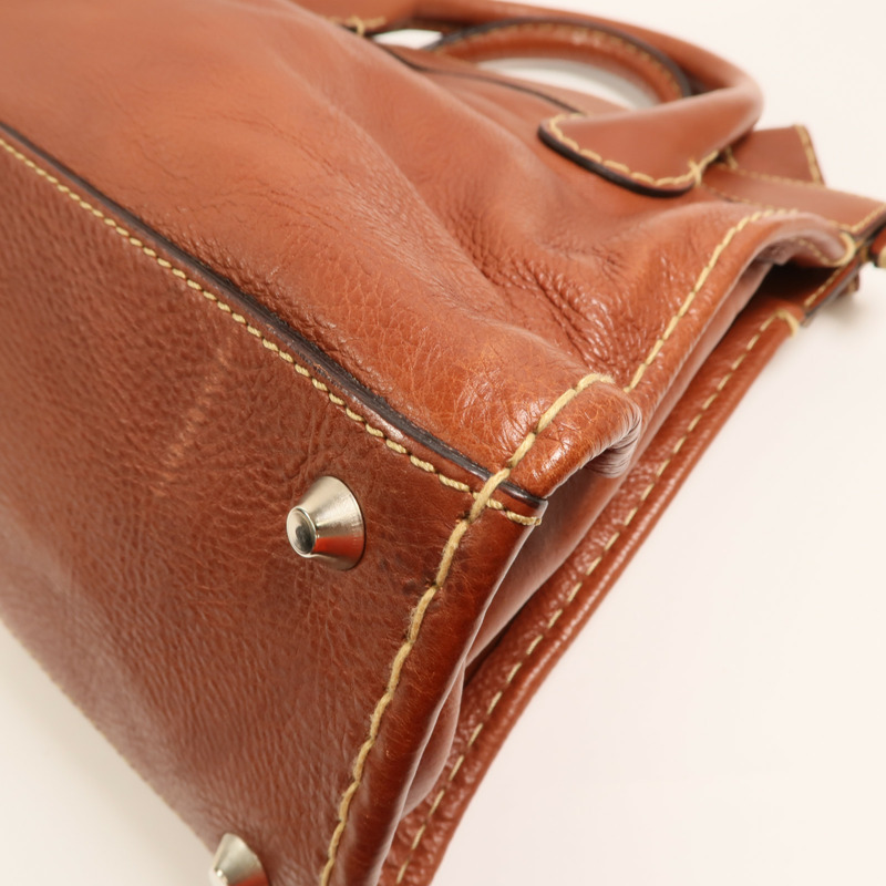 Chloe 牛皮皮革Hand Bag銀扣手挽袋-11