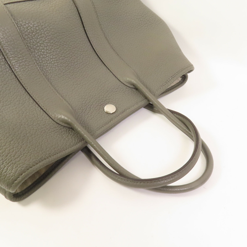 HERMES Negonda皮革Garden Party TPM銀扣手挽袋Gris Meyer-4