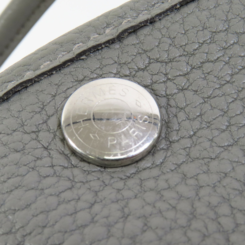 HERMES Negonda皮革Garden Party TPM銀扣手挽袋Gris Meyer-5