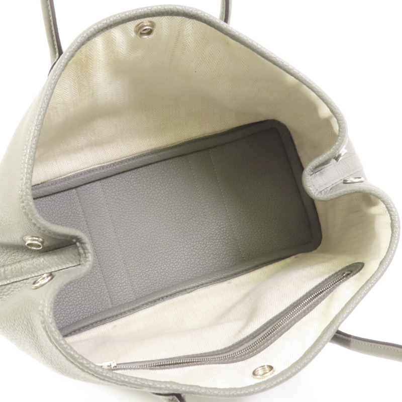 HERMES Negonda皮革Garden Party TPM銀扣手挽袋Gris Meyer-6