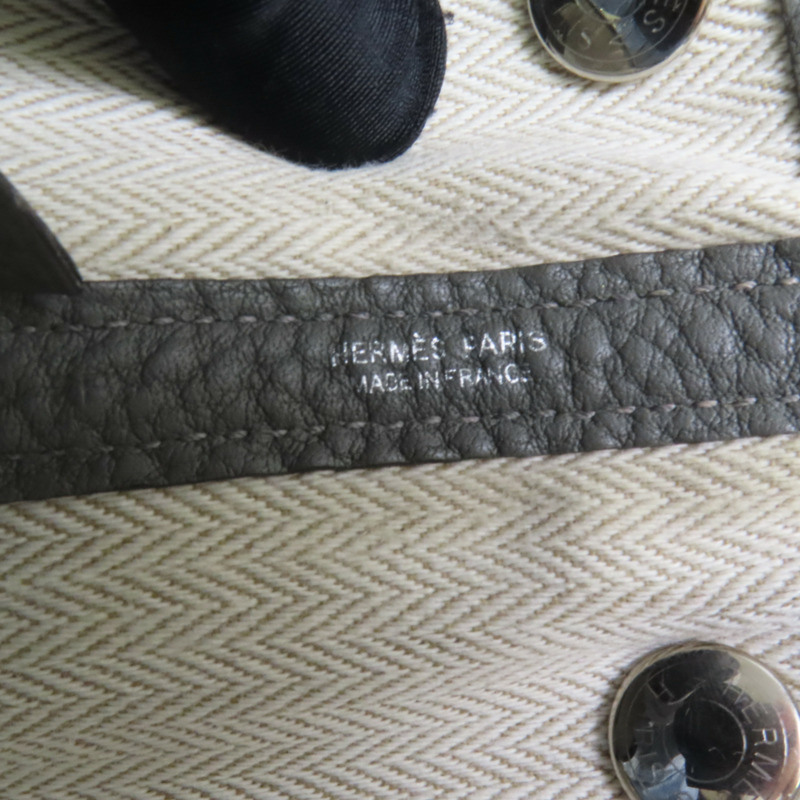 HERMES Negonda皮革Garden Party TPM銀扣手挽袋Gris Meyer-7