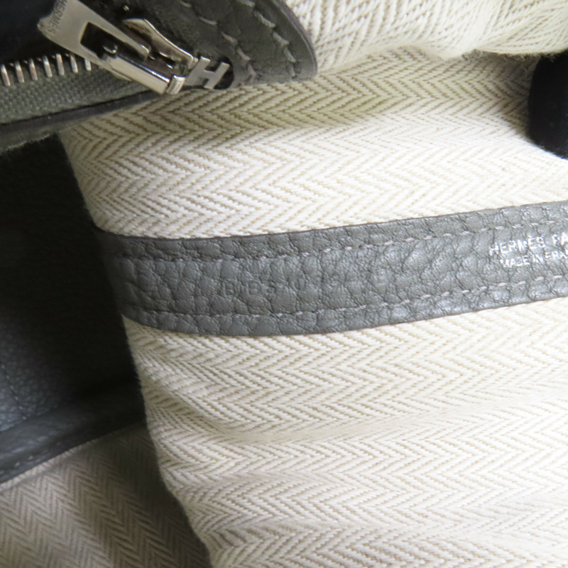 HERMES Negonda皮革Garden Party TPM銀扣手挽袋Gris Meyer-8