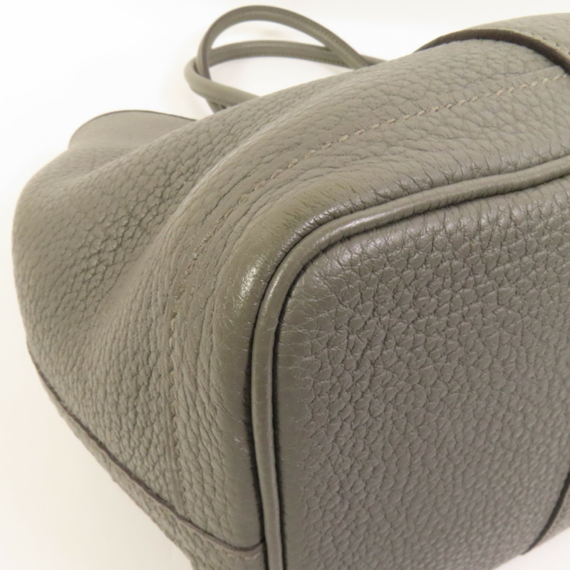 HERMES Negonda皮革Garden Party TPM銀扣手挽袋Gris Meyer-10