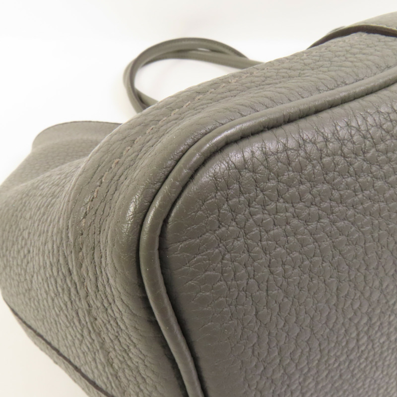 HERMES Negonda皮革Garden Party TPM銀扣手挽袋Gris Meyer-12