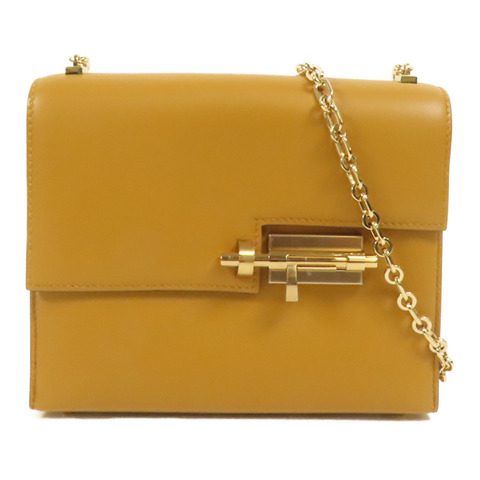 HERMES Tadelakt皮革Verrou Mini金扣鏈帶肩背袋Sesame