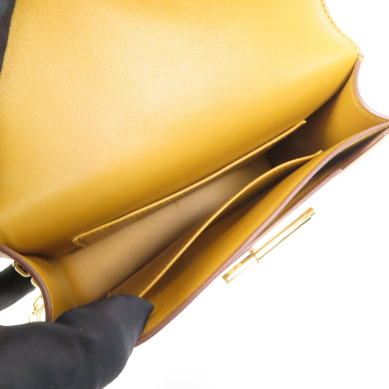 HERMES Tadelakt皮革Verrou Mini金扣鏈帶肩背袋Sesame-7