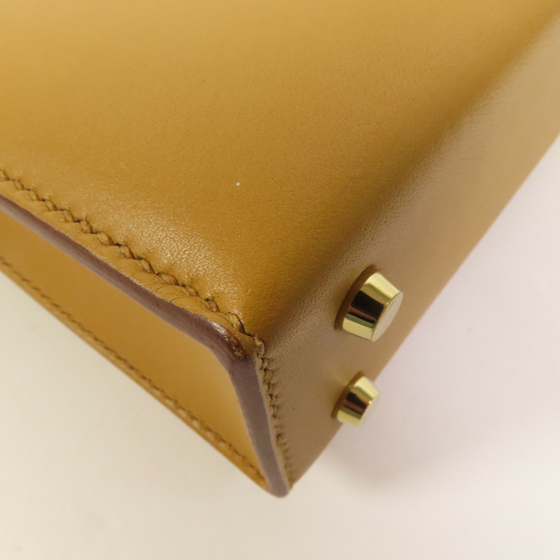 HERMES Tadelakt皮革Verrou Mini金扣鏈帶肩背袋Sesame-11