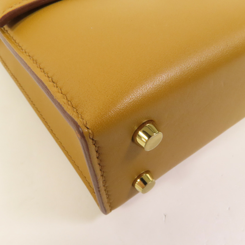 HERMES Tadelakt皮革Verrou Mini金扣鏈帶肩背袋Sesame-13