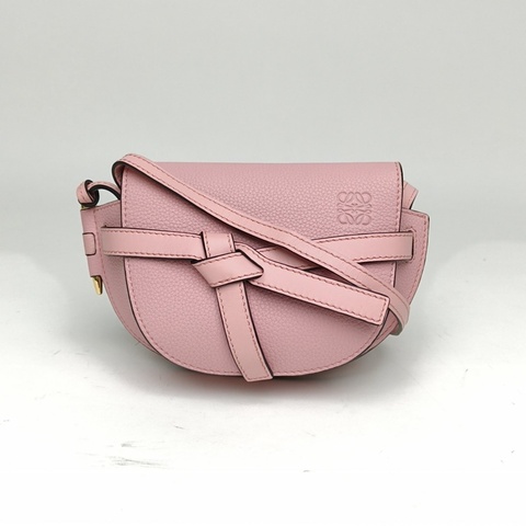 LOEWE Gate馬鞍斜跨包MINI粉色牛皮