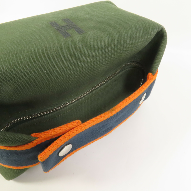 HERMES 帆布Bride-A-Brac Small銀扣手挽袋-4