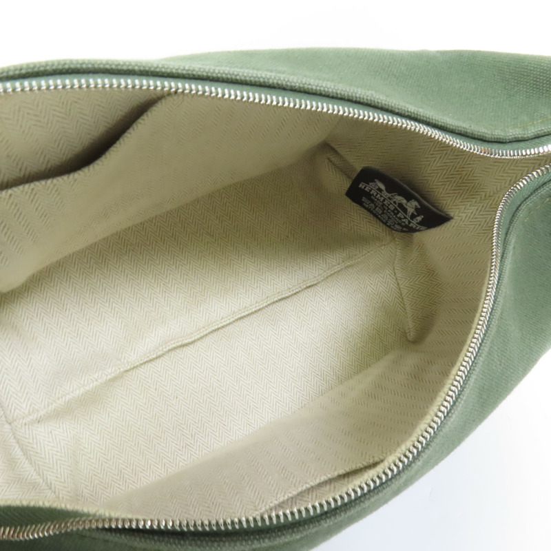 HERMES 帆布Bride-A-Brac Small銀扣手挽袋-5