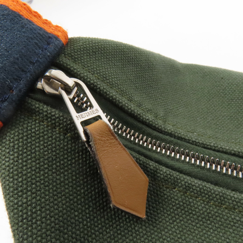 HERMES 帆布Bride-A-Brac Small銀扣手挽袋-8