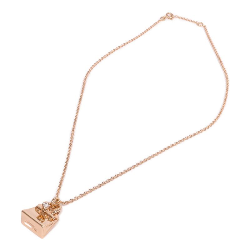 HERMES 18K玫瑰金Amulettes Birkin Diamond Pendant鑽石項鍊-3