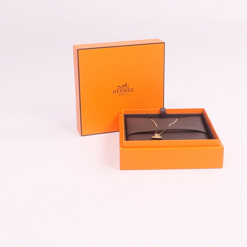 HERMES 18K玫瑰金Amulettes Birkin Diamond Pendant鑽石項鍊-7