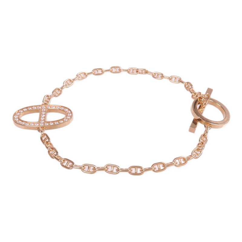 HERMES 18K玫瑰金Chaine d'ancre Contour Bracelet鑽石手鏈-1