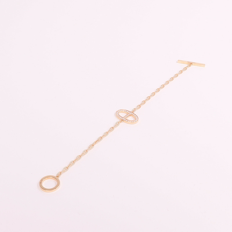 HERMES 18K玫瑰金Chaine d'ancre Contour Bracelet鑽石手鏈-6
