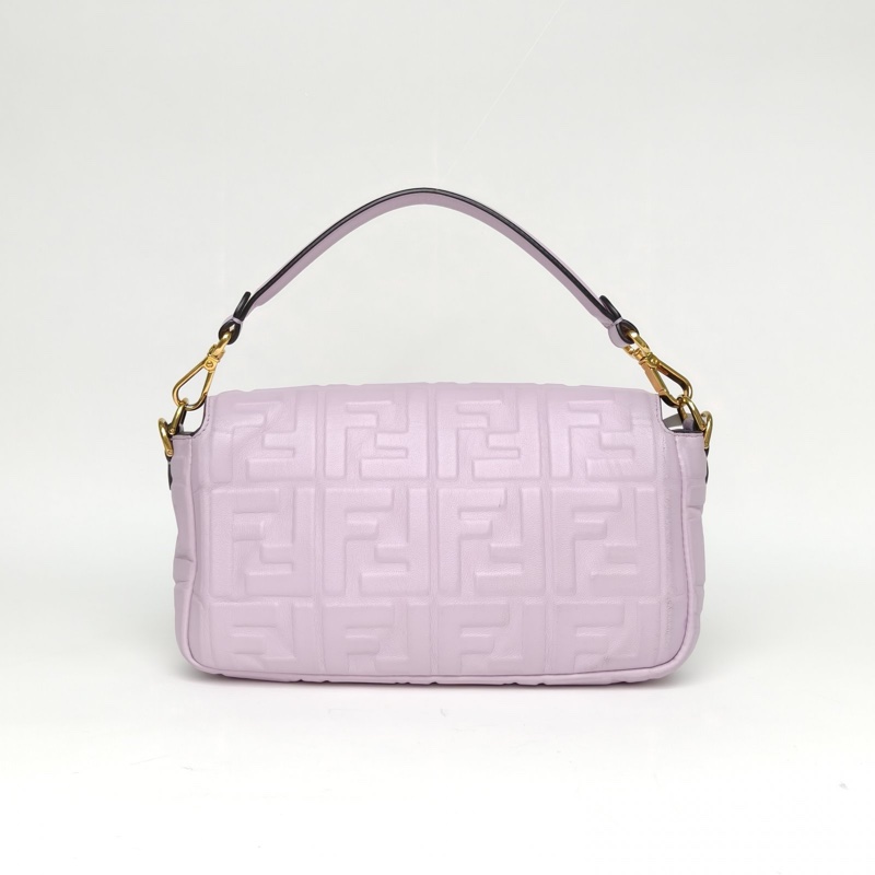 FENDI Baguette法棍包中號紫色羊皮金扣肩背包-2