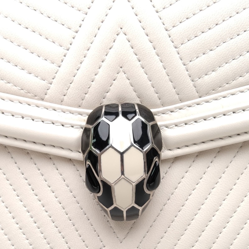 BVLGARI SerpentiDiamondBlast蛇頭包情人節限定白色羊皮肩背包-4