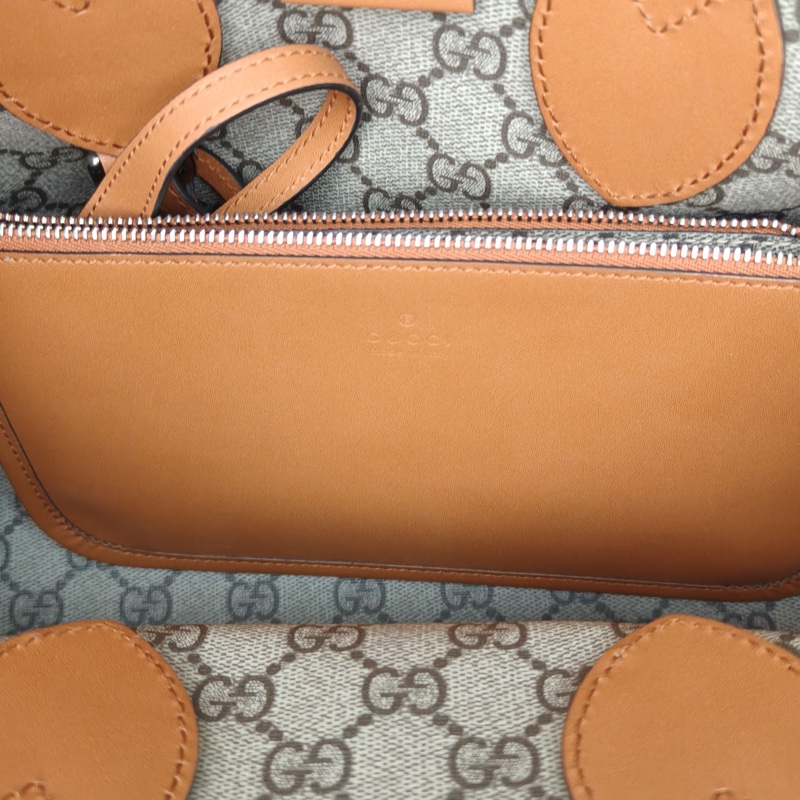 GUCCI 拼色帆布銀扣單肩包-4