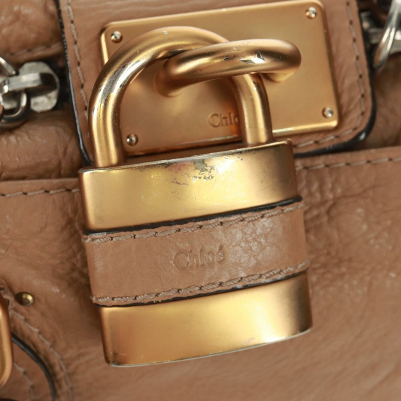 【日本直送】Chloe Paddington 手提包 皮革 棕色 金 銀色 正品 BA10547SV-8