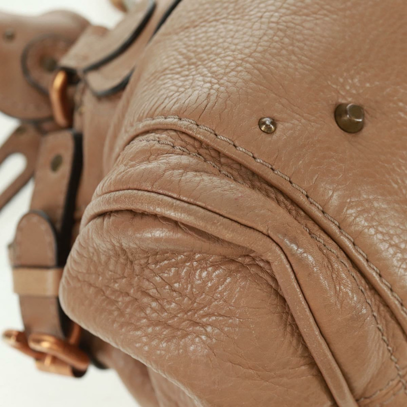 【日本直送】Chloe Paddington 手提包 皮革 棕色 金 銀色 正品 BA10547SV-15