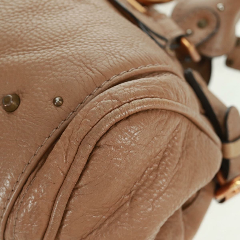 【日本直送】Chloe Paddington 手提包 皮革 棕色 金 銀色 正品 BA10547SV-16