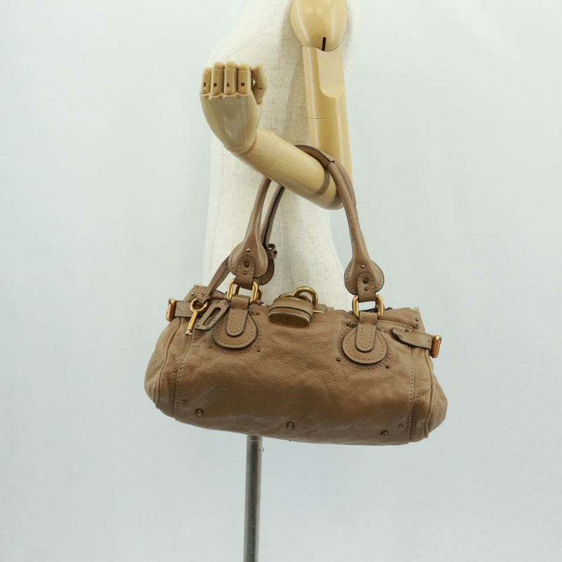 【日本直送】Chloe Paddington 手提包 皮革 棕色 金 銀色 正品 BA10547SV-23