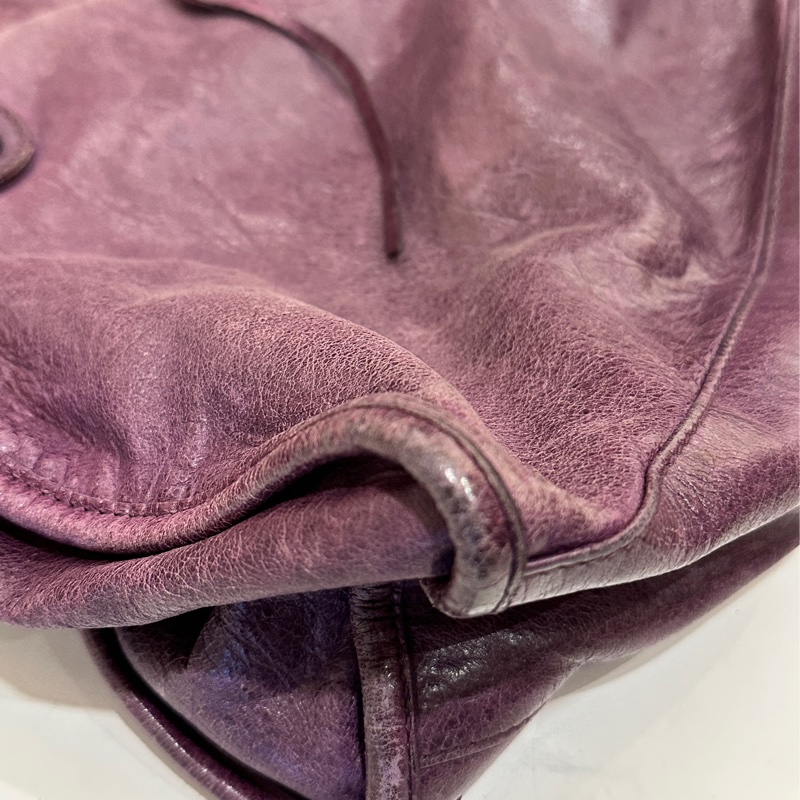 巴黎世家紫色經典機車包city 復古色卯釘-30