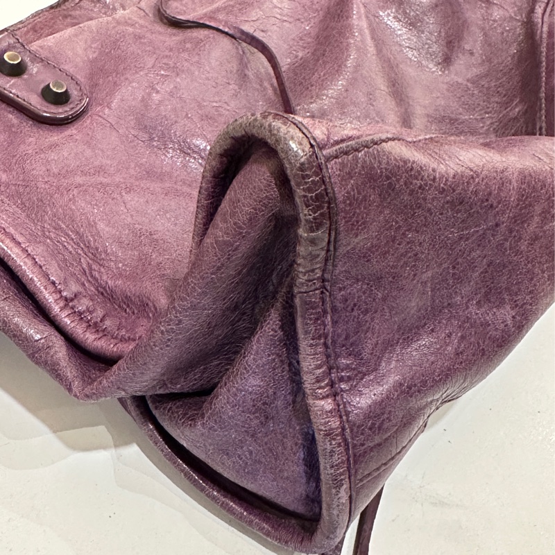 巴黎世家紫色經典機車包city 復古色卯釘-32