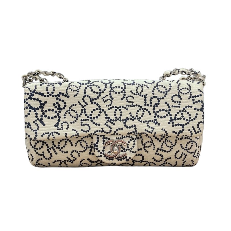 CHANEL 香奈兒 NO.5 CANVAS FLAP BAG 翻蓋包23 帆布 白色 銀色-1