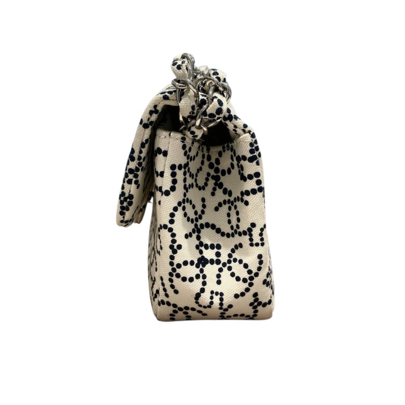 CHANEL 香奈兒 NO.5 CANVAS FLAP BAG 翻蓋包23 帆布 白色 銀色-3