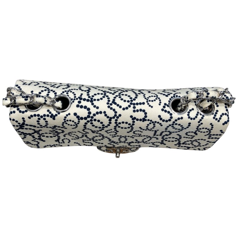 CHANEL 香奈兒 NO.5 CANVAS FLAP BAG 翻蓋包23 帆布 白色 銀色-6